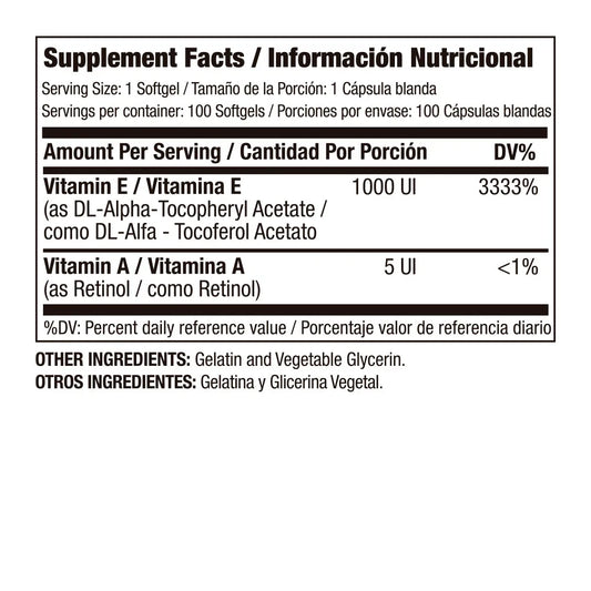 VITAMINA E1 000 IU X100 TABLA