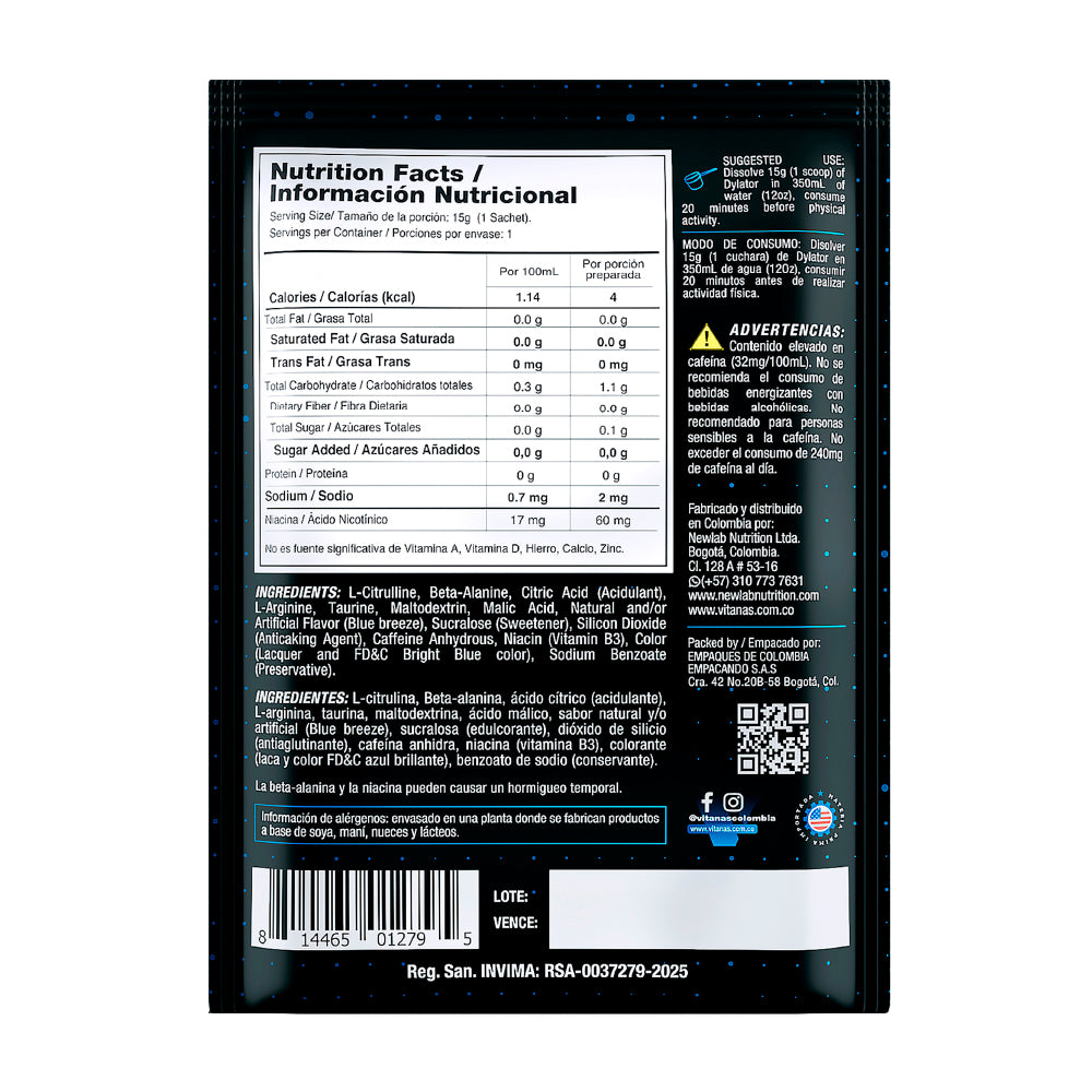 DYLATOR PRE-WORKOUT DISPLAYS - 15 SACHETS
