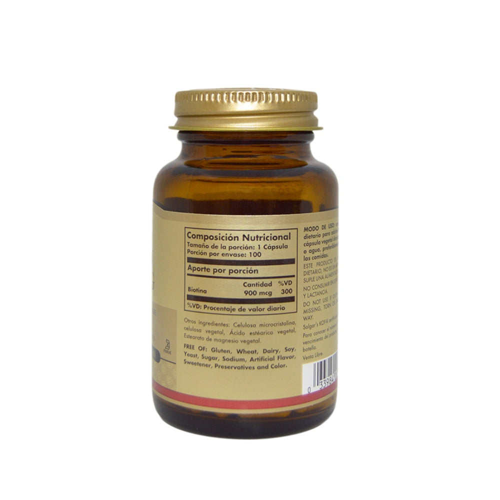 BIOTIN 900 MCG - 100 CÁPSULAS VEGETALES