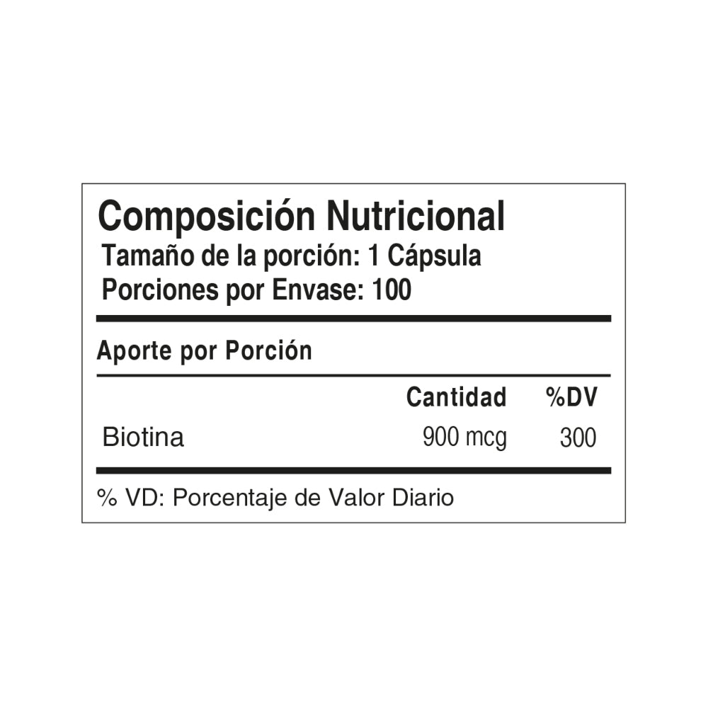 BIOTIN 900 MCG - 100 CÁPSULAS VEGETALES