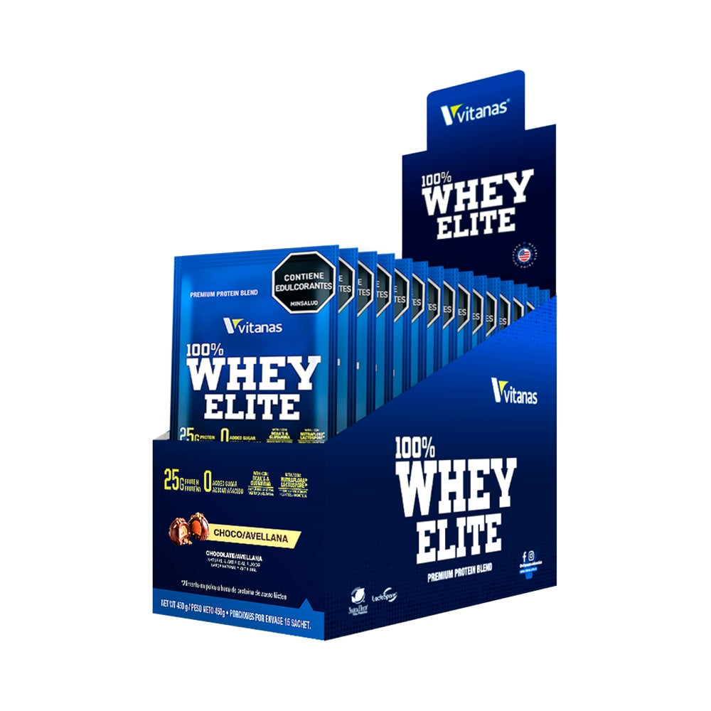 100% WHEY ELITE CHOCOAVELLANA DISPLAY - 15 SACHETS