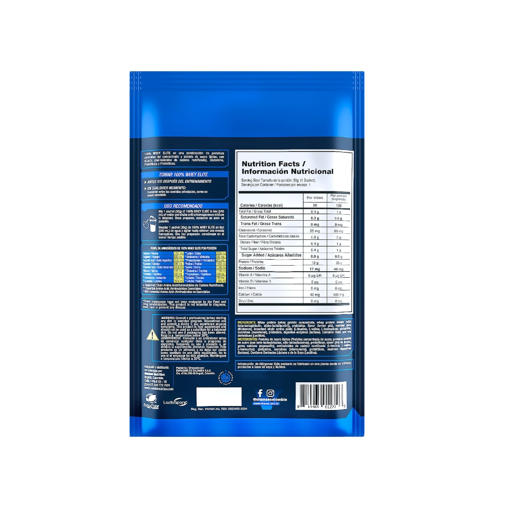 100% WHEY ELITE VAINILLA DISPLAY - 15 SACHETS