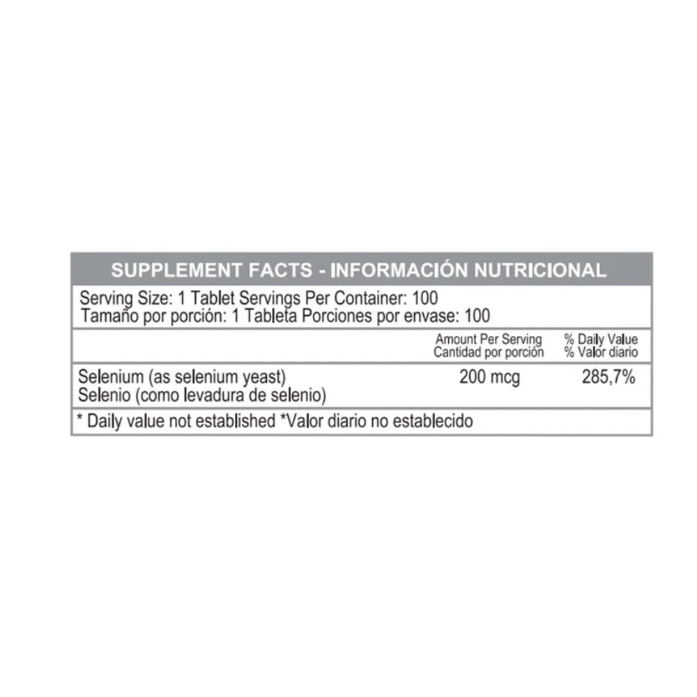 SELENIUM 200 MCG - 100 TABLETAS