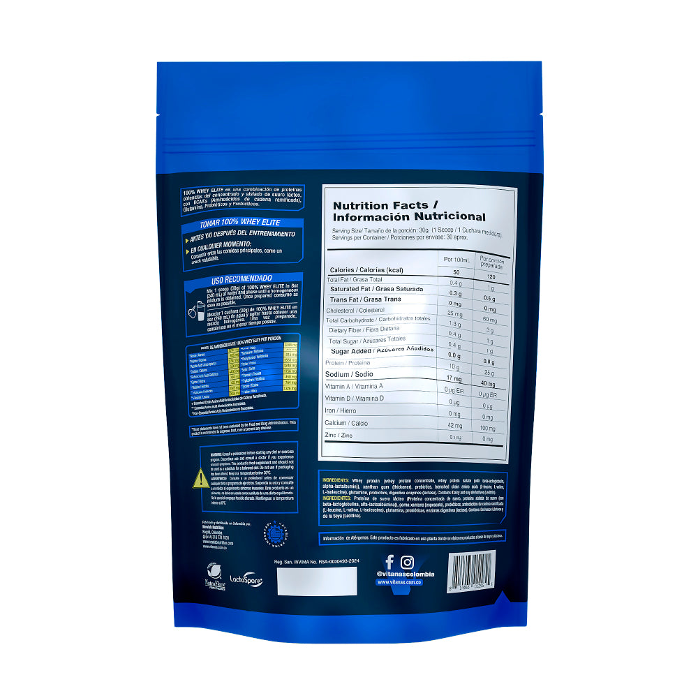 100% WHEY ELITE 2 LB UNFLAVORED - PROTEINA WHEY SABOR NATURAL