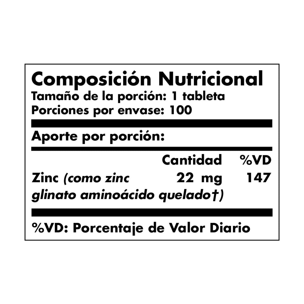 CHELATED ZINC - 100 CÁPSULAS - ZINC QUELADO